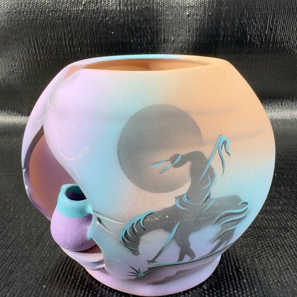J Vincent Studios Art Pottery Southwest Cut Out Vase Vessel Decorative Signed - Picture 11 of 12